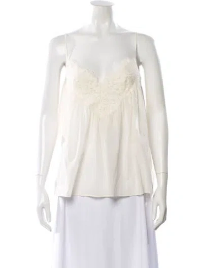 Pre-owned A.l.c Lace Pattern V-neck Top W/ Tags In Neutral