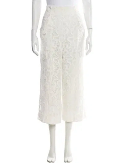 Pre-owned A.l.c Lace Pattern Wide Leg Pants In White