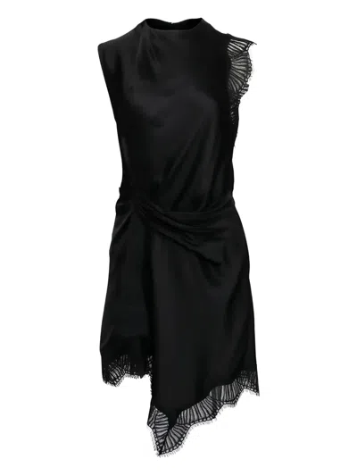 A.l.c Dion Draped Lace-trim Satin Mini Dress In Black
