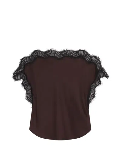 A.l.c . Luna Lace Trim Satin Top In Brown