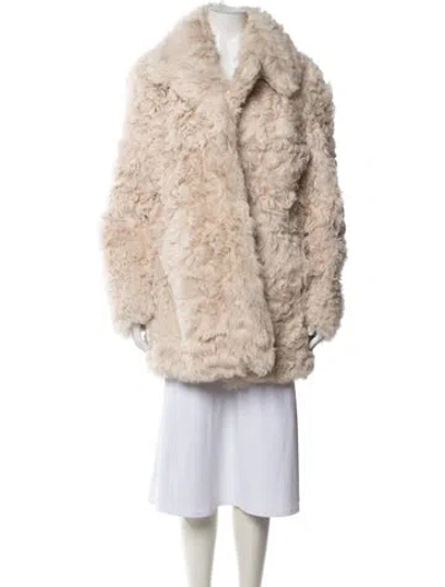 Pre-owned A.l.c Lamb Fur Faux Fur Coat In Pink