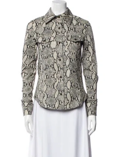 Pre-owned A.l.c Lamb Leather Animal Print Jacket In Multi