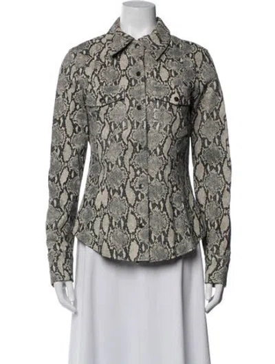 Pre-owned A.l.c Lamb Leather Animal Print Jacket In Neutrals