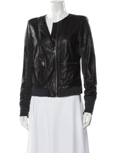Pre-owned A.l.c Lamb Leather Biker Jacket In Black