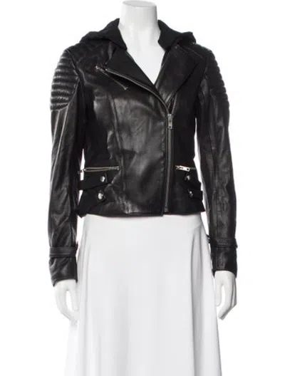 Pre-owned A.l.c Lamb Leather Biker Jacket In Black