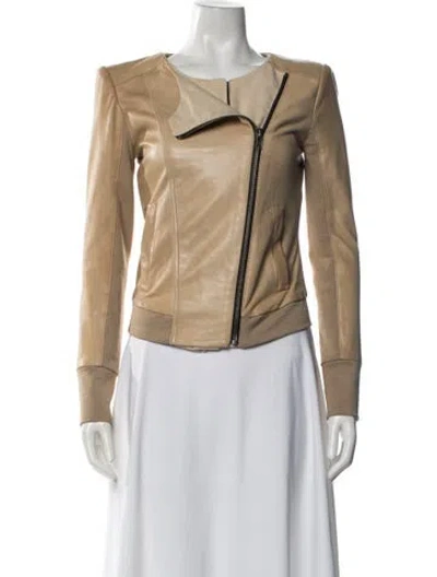 Pre-owned A.l.c Lamb Leather Biker Jacket In Neutral