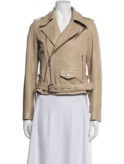 Pre-owned A.l.c Lamb Leather Biker Jacket In Neutrals