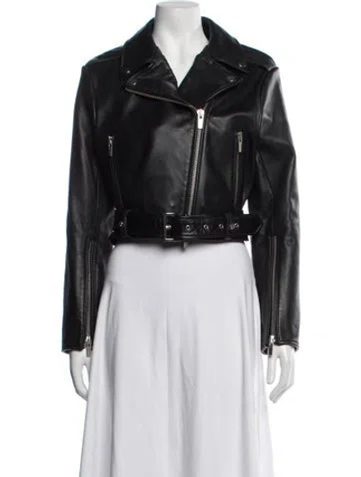 Pre-owned A.l.c Lamb Leather Biker Jacket W/ Tags In Black