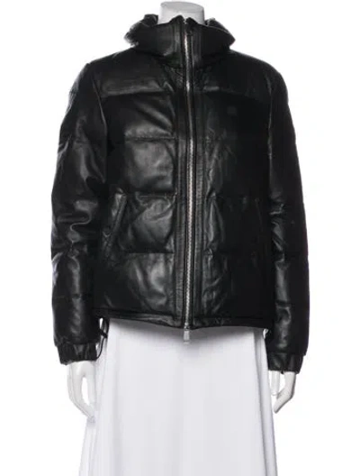 Pre-owned A.l.c Lamb Leather Down Coat In Black