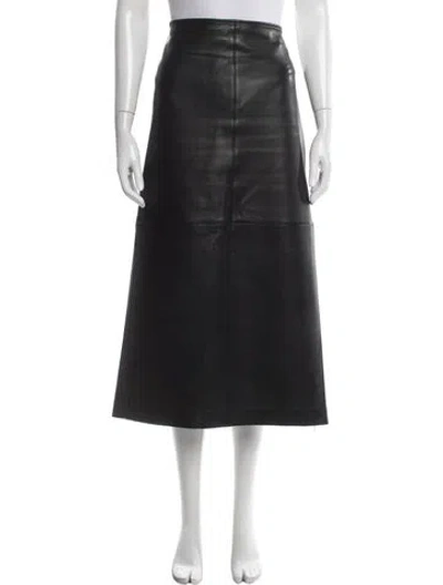 Pre-owned A.l.c Lamb Leather Long Skirt In Black