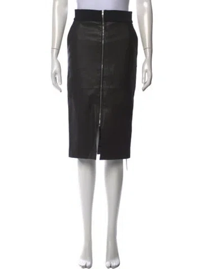 Pre-owned A.l.c Lamb Leather Midi Length Skirt In Black