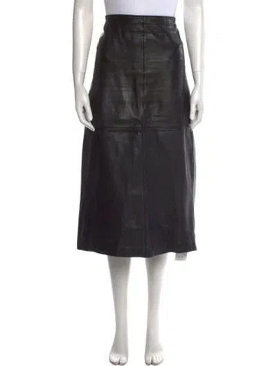 Pre-owned A.l.c Lamb Leather Midi Length Skirt In Brown