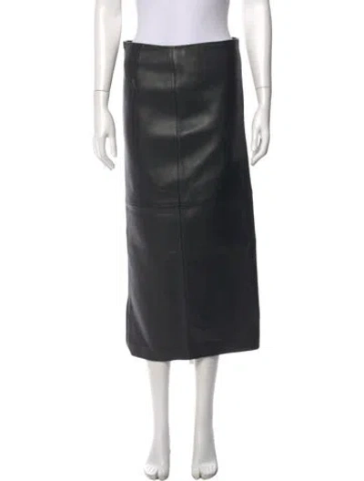 Pre-owned A.l.c Lamb Leather Midi Length Skirt In Brown