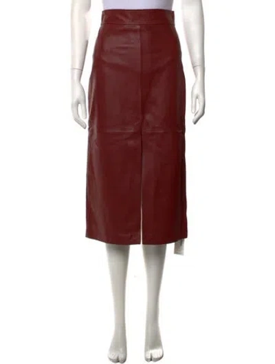 Pre-owned A.l.c Lamb Leather Midi Length Skirt In Brown