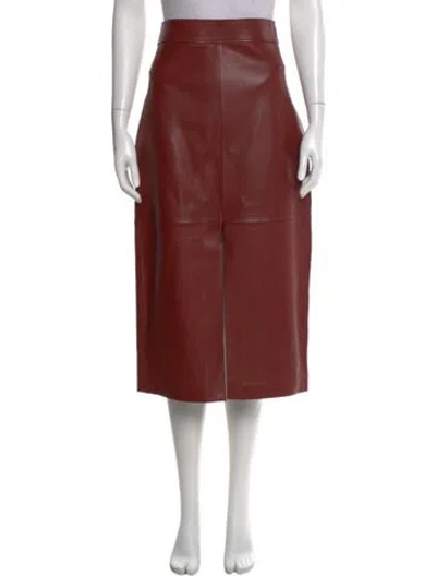 Pre-owned A.l.c Lamb Leather Midi Length Skirt In Red