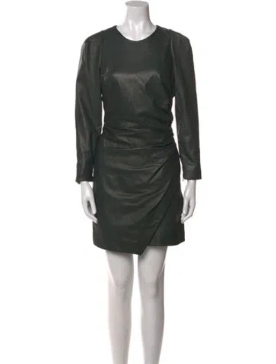 Pre-owned A.l.c Lamb Leather Mini Dress In Green