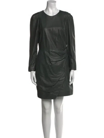 Pre-owned A.l.c Lamb Leather Mini Dress In Green
