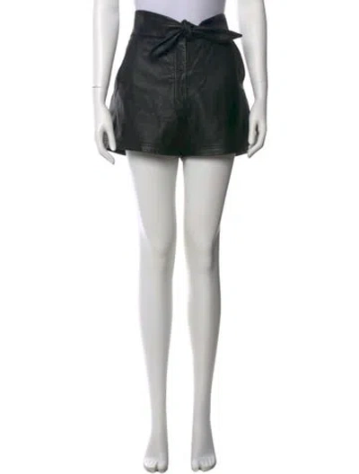 Pre-owned A.l.c Lamb Leather Mini Shorts In Black