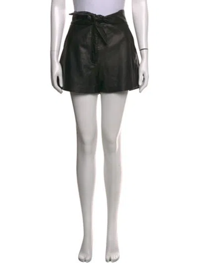 Pre-owned A.l.c Lamb Leather Mini Shorts In Black