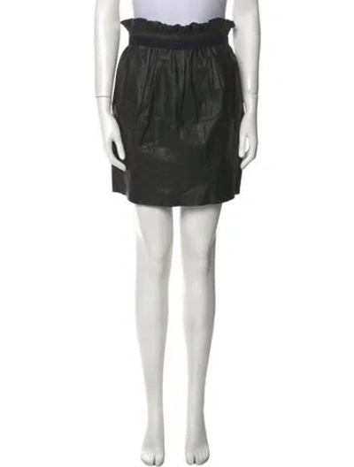 Pre-owned A.l.c Lamb Leather Mini Skirt In Black