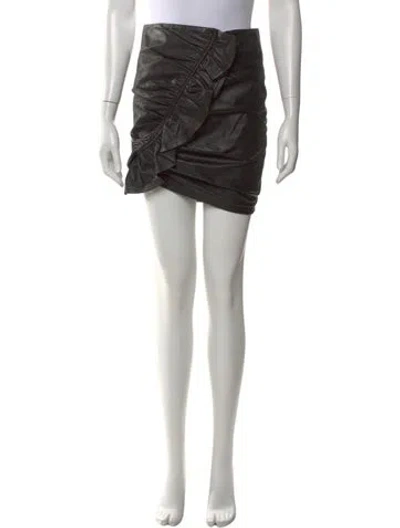 Pre-owned A.l.c Lamb Leather Mini Skirt In Black