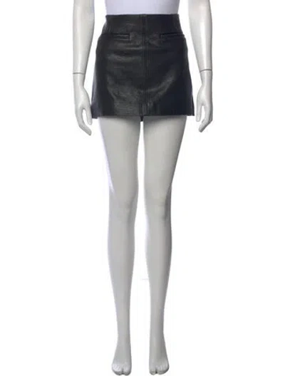 Pre-owned A.l.c Lamb Leather Mini Skirt In Black