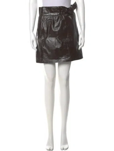 Pre-owned A.l.c Lamb Leather Mini Skirt In Brown