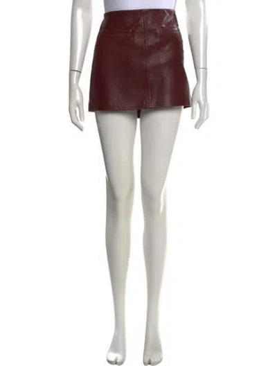 Pre-owned A.l.c Lamb Leather Mini Skirt In Brown