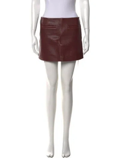 Pre-owned A.l.c Lamb Leather Mini Skirt In Brown
