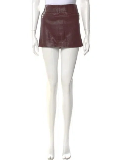 Pre-owned A.l.c Lamb Leather Mini Skirt In Burgundy