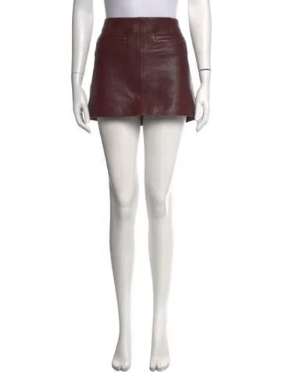 Pre-owned A.l.c Lamb Leather Mini Skirt In Burgundy