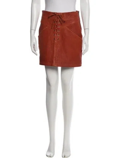 Pre-owned A.l.c Lamb Leather Mini Skirt In Orange