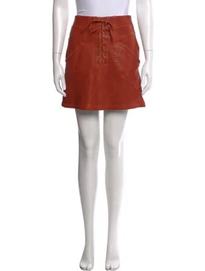 Pre-owned A.l.c Lamb Leather Mini Skirt In Orange
