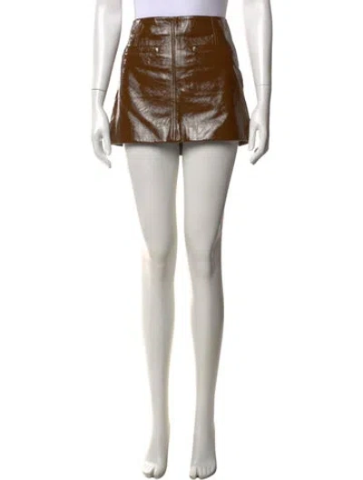 Pre-owned A.l.c Lamb Leather Mini Skirt W/ Tags In Multicolor