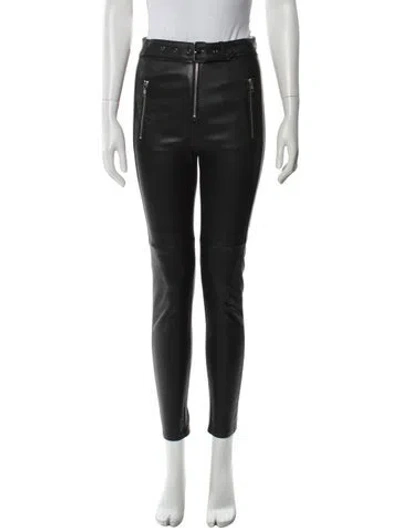 Pre-owned A.l.c Lamb Leather Skinny Leg Pants In Black