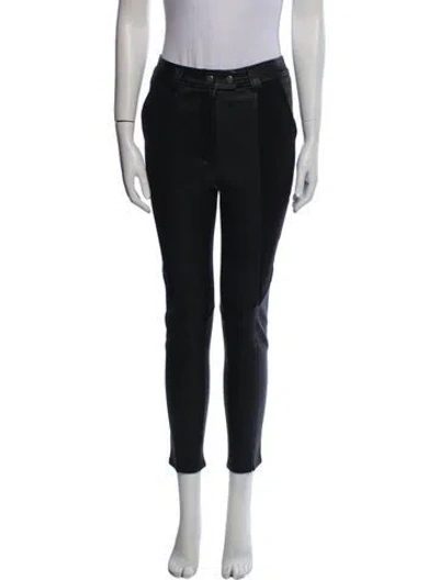 Pre-owned A.l.c Lamb Leather Skinny Leg Pants In Black