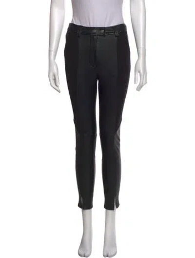Pre-owned A.l.c Lamb Leather Skinny Leg Pants In Black
