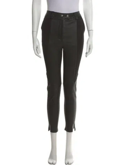 Pre-owned A.l.c Lamb Leather Skinny Leg Pants In Black