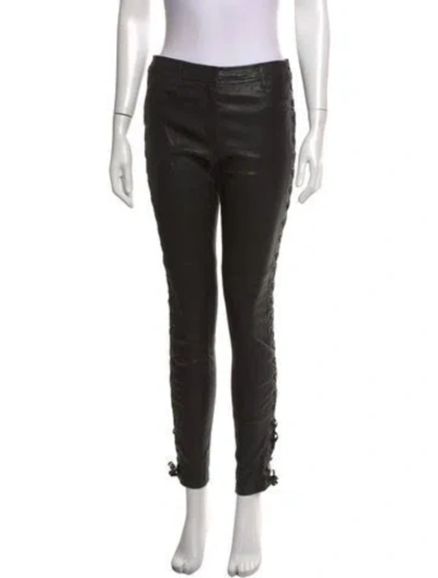 Pre-owned A.l.c Lamb Leather Skinny Leg Pants In Black