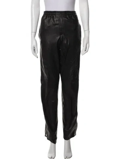 Pre-owned A.l.c Lamb Leather Straight Leg Pants In Black