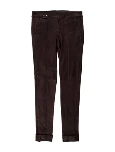 Pre-owned A.l.c Lamb Leather Straight Leg Pants In Brown