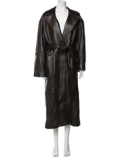 Pre-owned A.l.c Lamb Leather Trench Coat In Brown