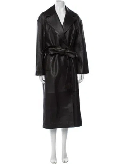 Pre-owned A.l.c Lamb Leather Trench Coat W/ Tags In Black