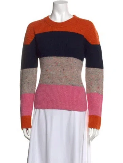 Pre-owned A.l.c Lambswool Colorblock Pattern Sweater In Orange