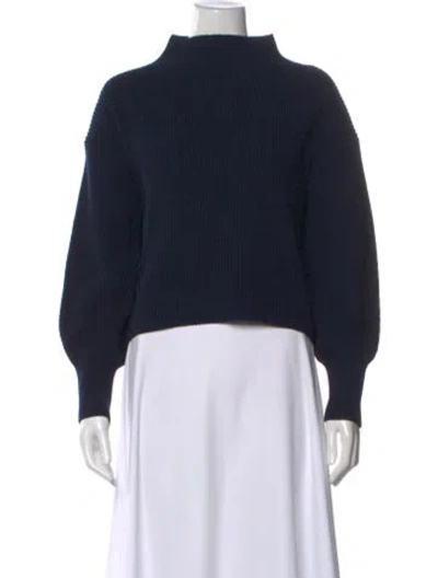 Pre-owned A.l.c Lambswool Mock Neck Sweater In Blue