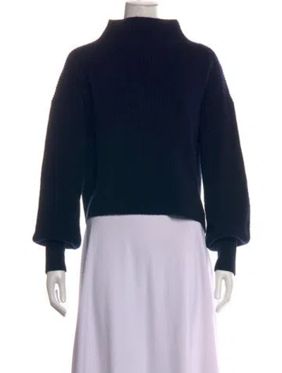 Pre-owned A.l.c Lambswool Mock Neck Sweater In Blue