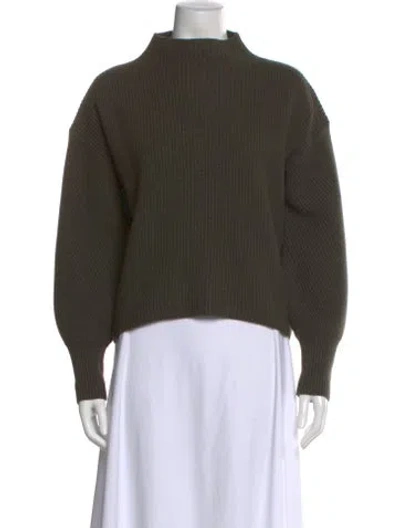 Pre-owned A.l.c Lambswool Mock Neck Sweater In Green