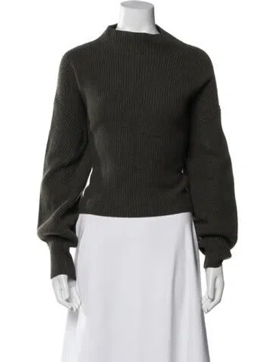 Pre-owned A.l.c Lambswool Mock Neck Sweater In Green