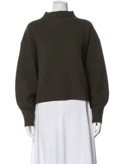 Pre-owned A.l.c Lambswool Mock Neck Sweater In Green