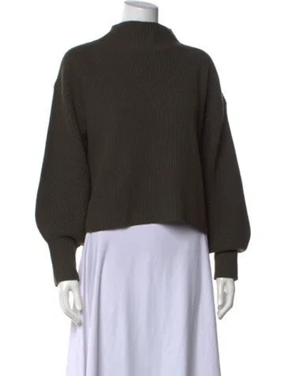 Pre-owned A.l.c Lambswool Mock Neck Sweater In Green